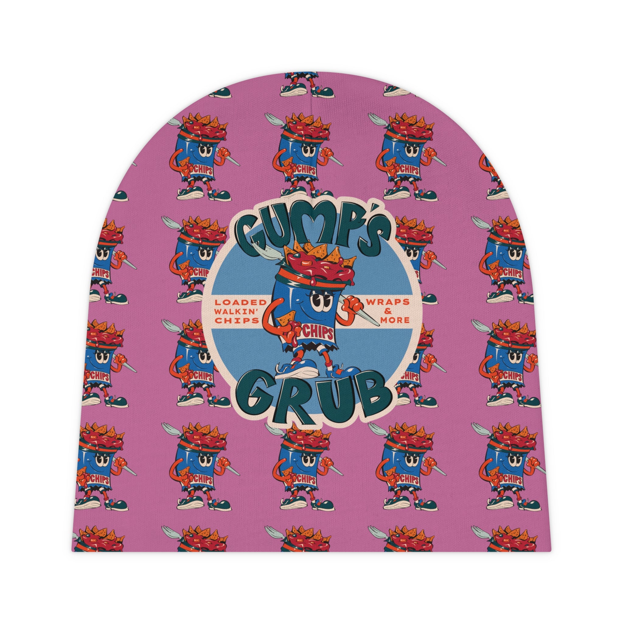 Baby Beanie — Gump's Grub All‑Over Print Infant Hat Mascot/Logo Combo