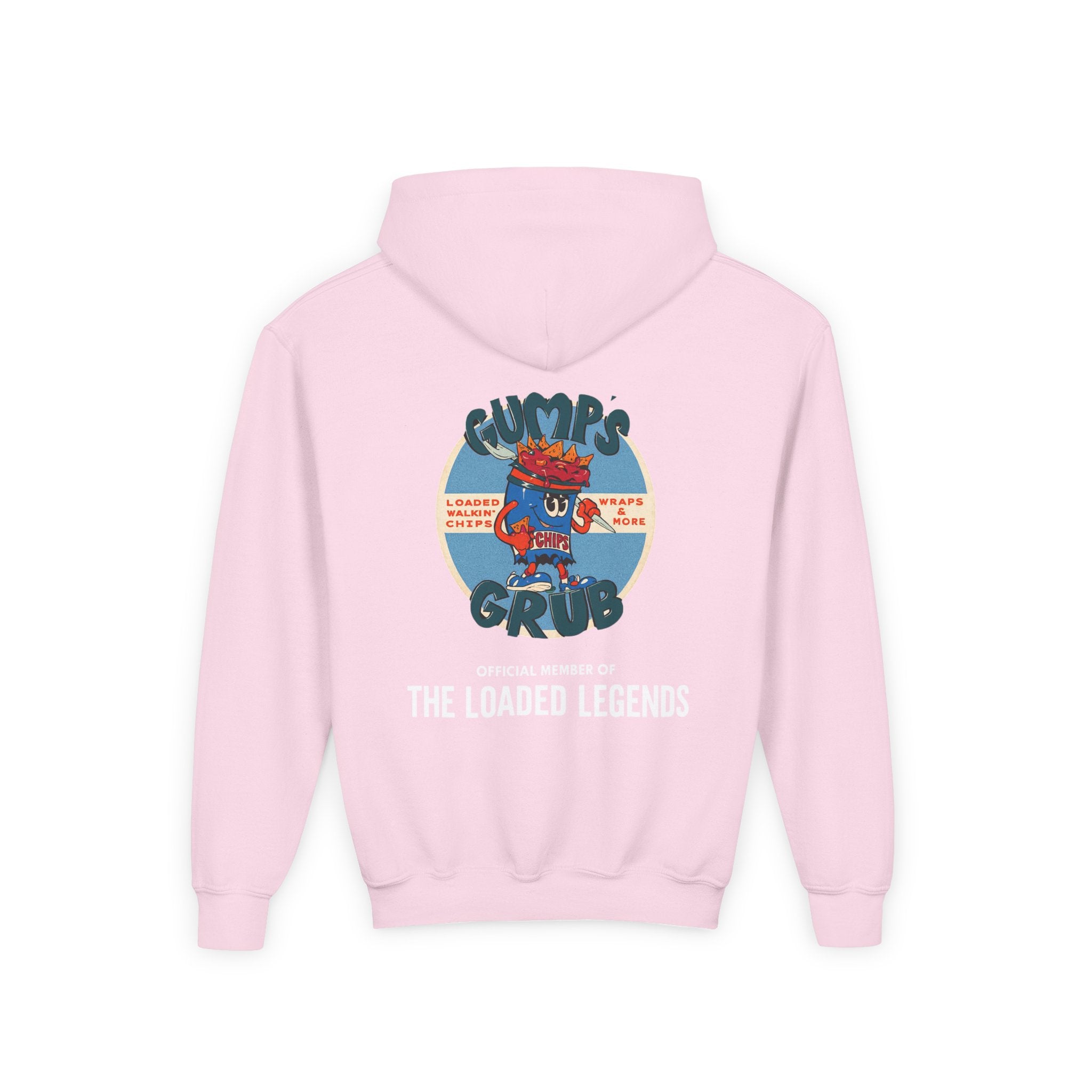 Youth Hoodie — Gump's Grub Mascot/Logo (White Font)