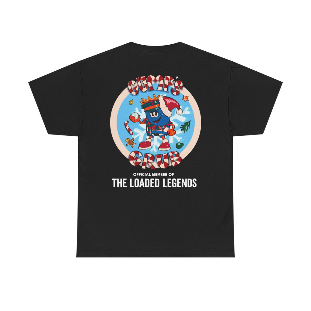 Gumps Grub Mascot/Christmas Logo: 'The Loaded Legeands' (white font)