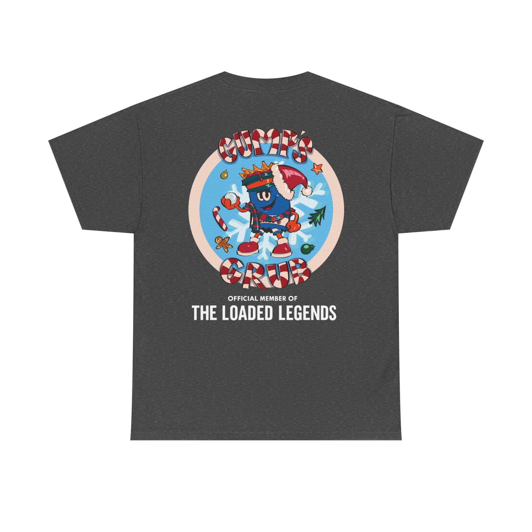 Gumps Grub Mascot/Christmas Logo: 'The Loaded Legeands' (white font)