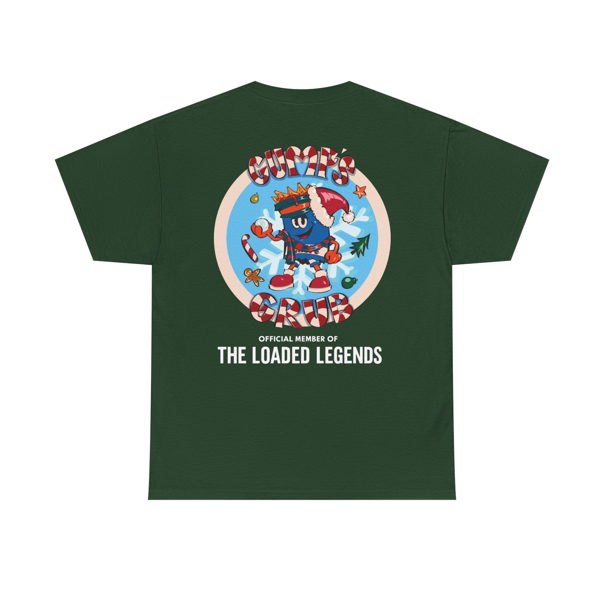 Gumps Grub Mascot/Christmas Logo: 'The Loaded Legeands' (white font)