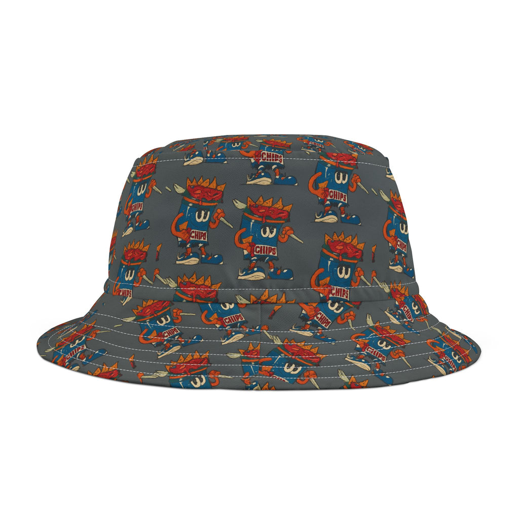 Gumps Grub Mascot Pattern Bucket Hat- Dark Grey