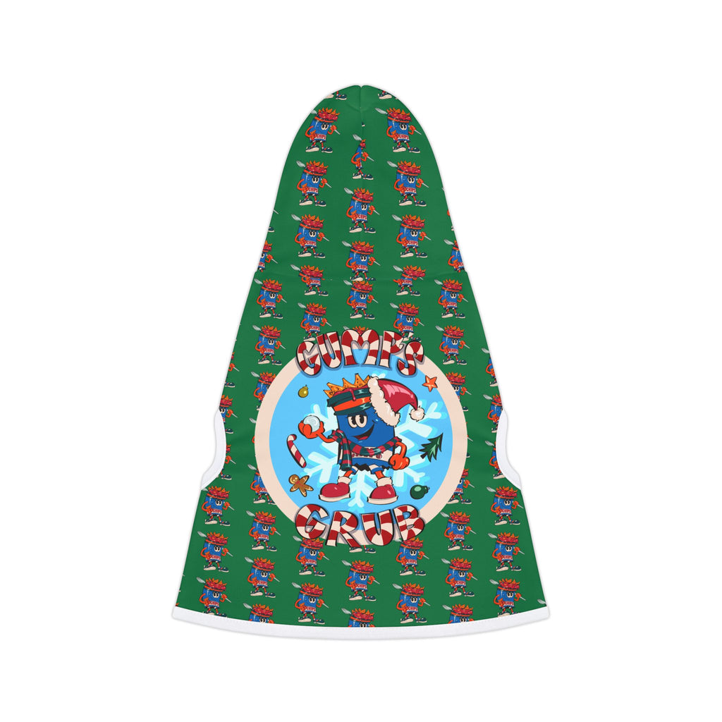 Pet Hoodie —Gump's Grub Christmas Logo/Mascot Pattern Dog Hoodie (Black)