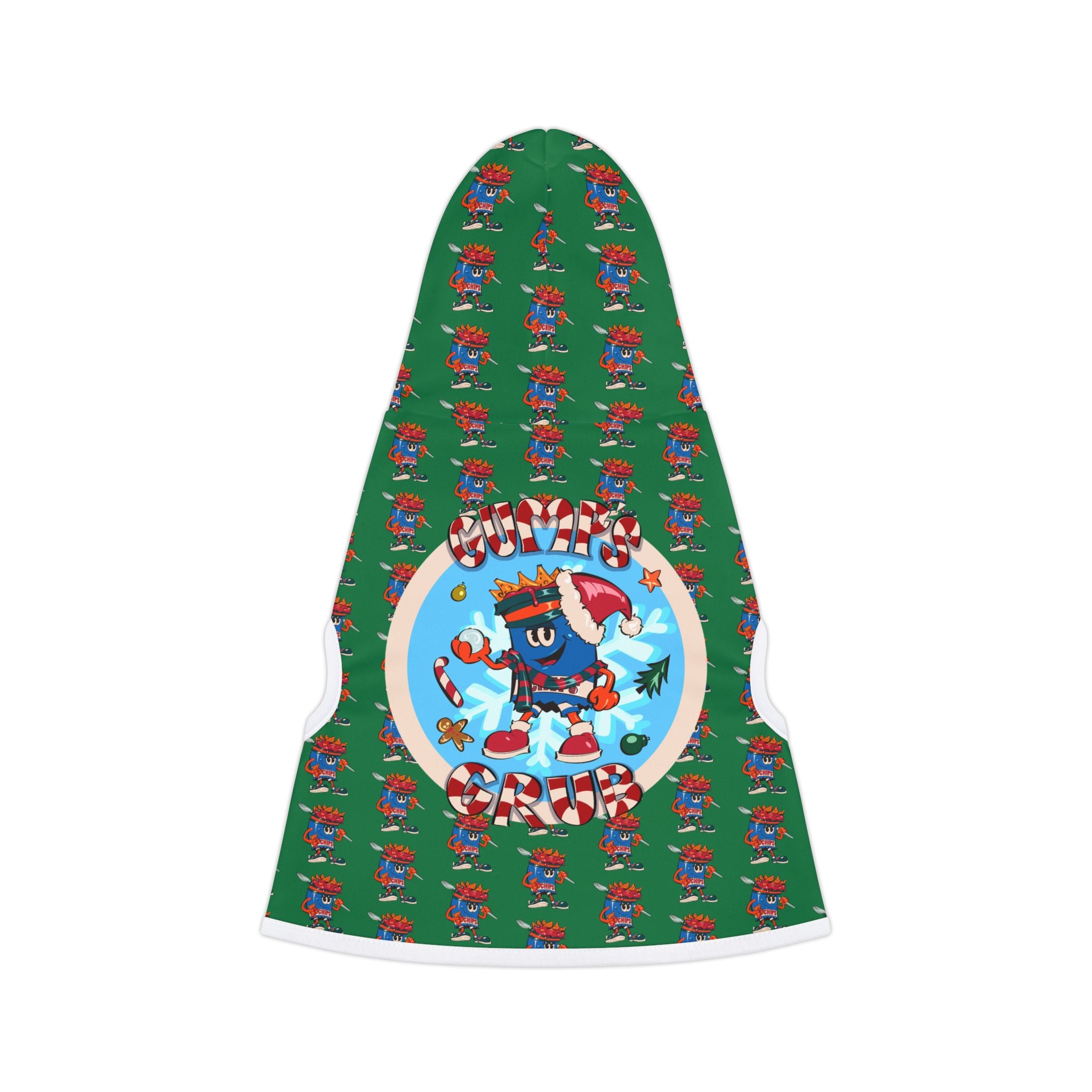 Pet Hoodie —Gump's Grub Christmas Logo/Mascot Pattern Dog Hoodie (Black)