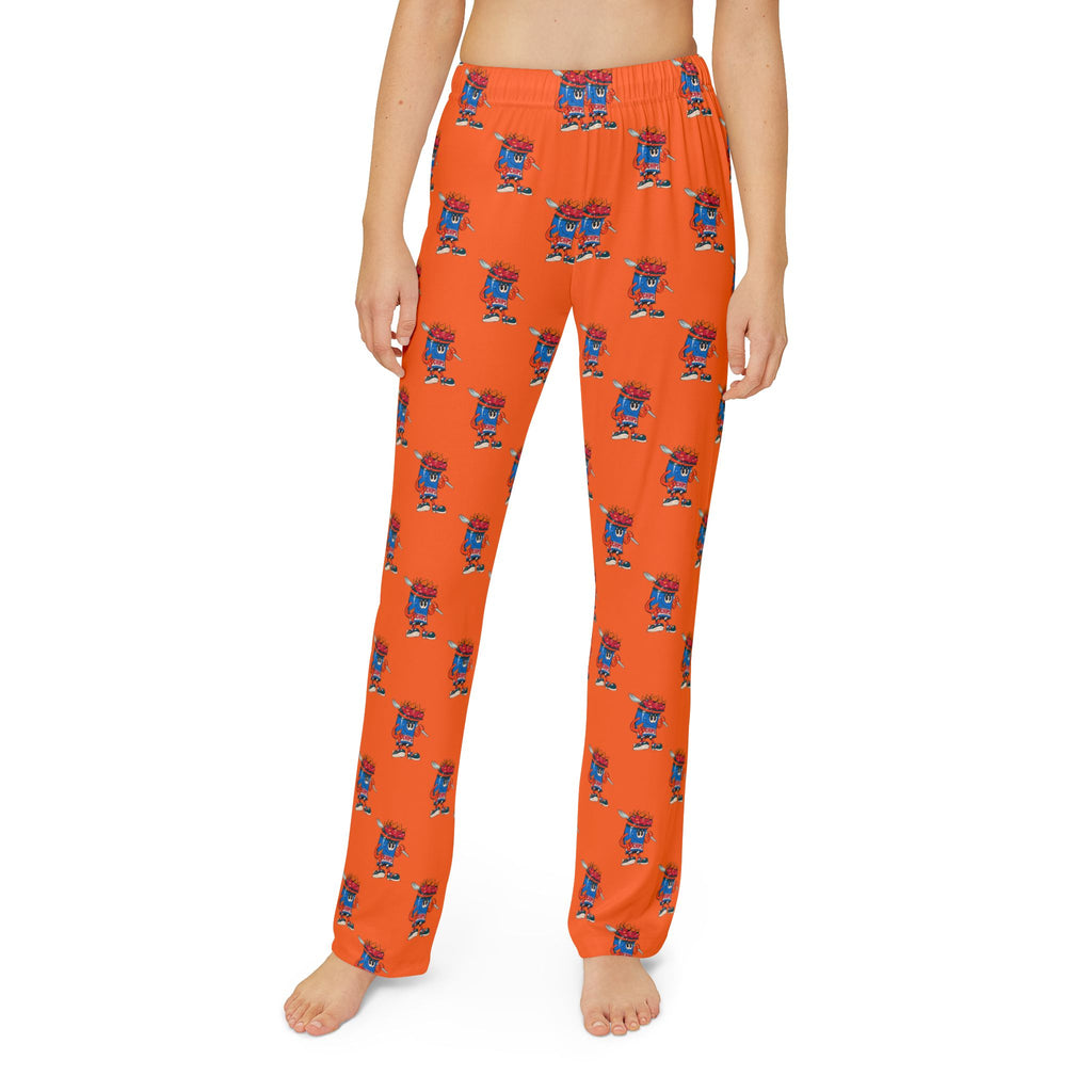 Kids Lounge Pants- Gump's Grub Mascot| Cozy Pajama Bottoms for Boys & Girls (Orange)
