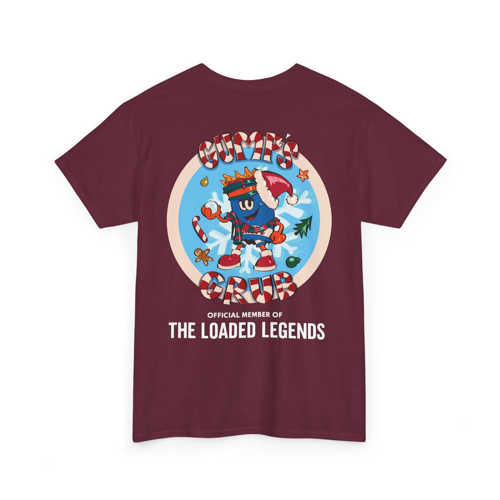 Gumps Grub Mascot/Christmas Logo: 'The Loaded Legeands' (white font)