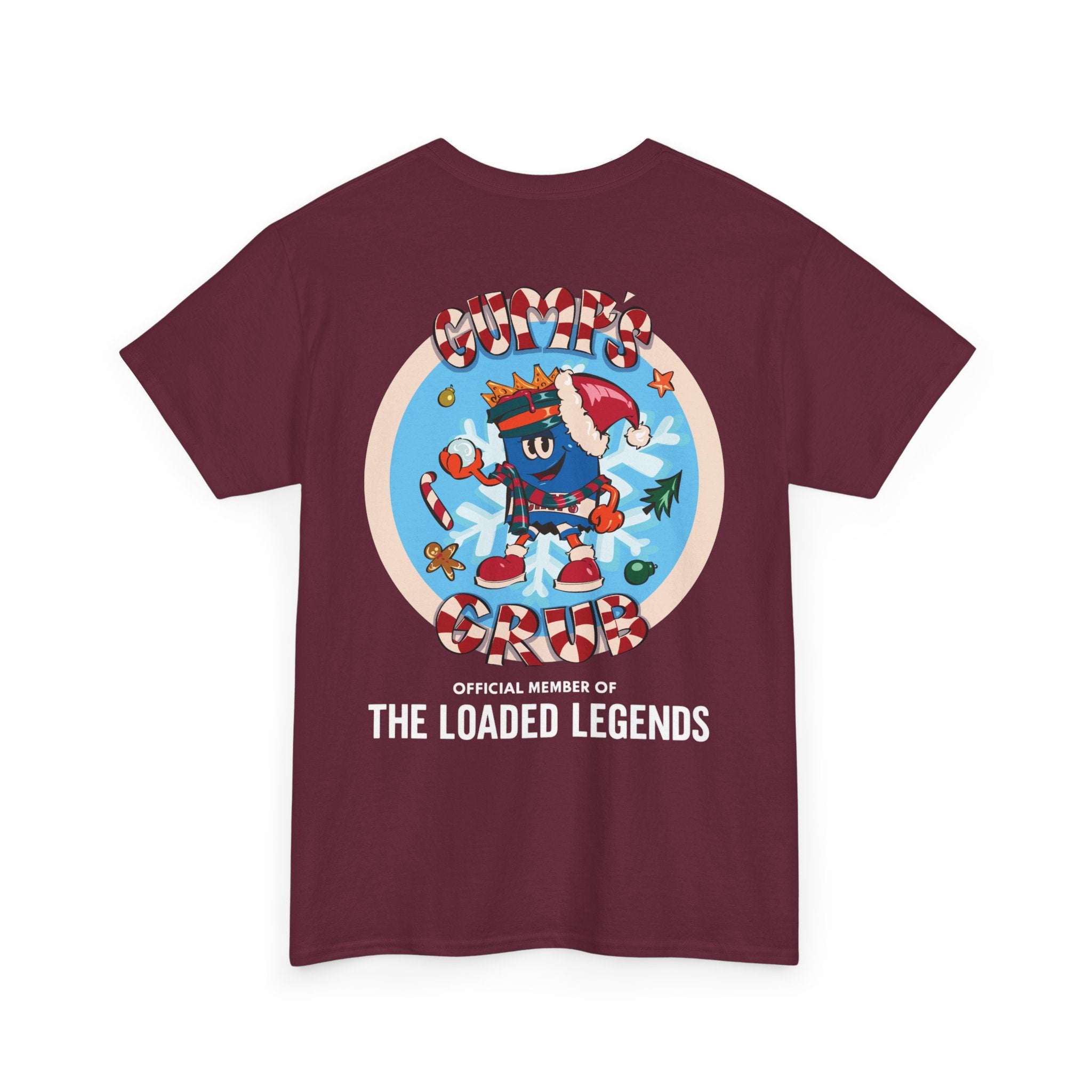 Gumps Grub Mascot/Christmas Logo: 'The Loaded Legeands' (white font)