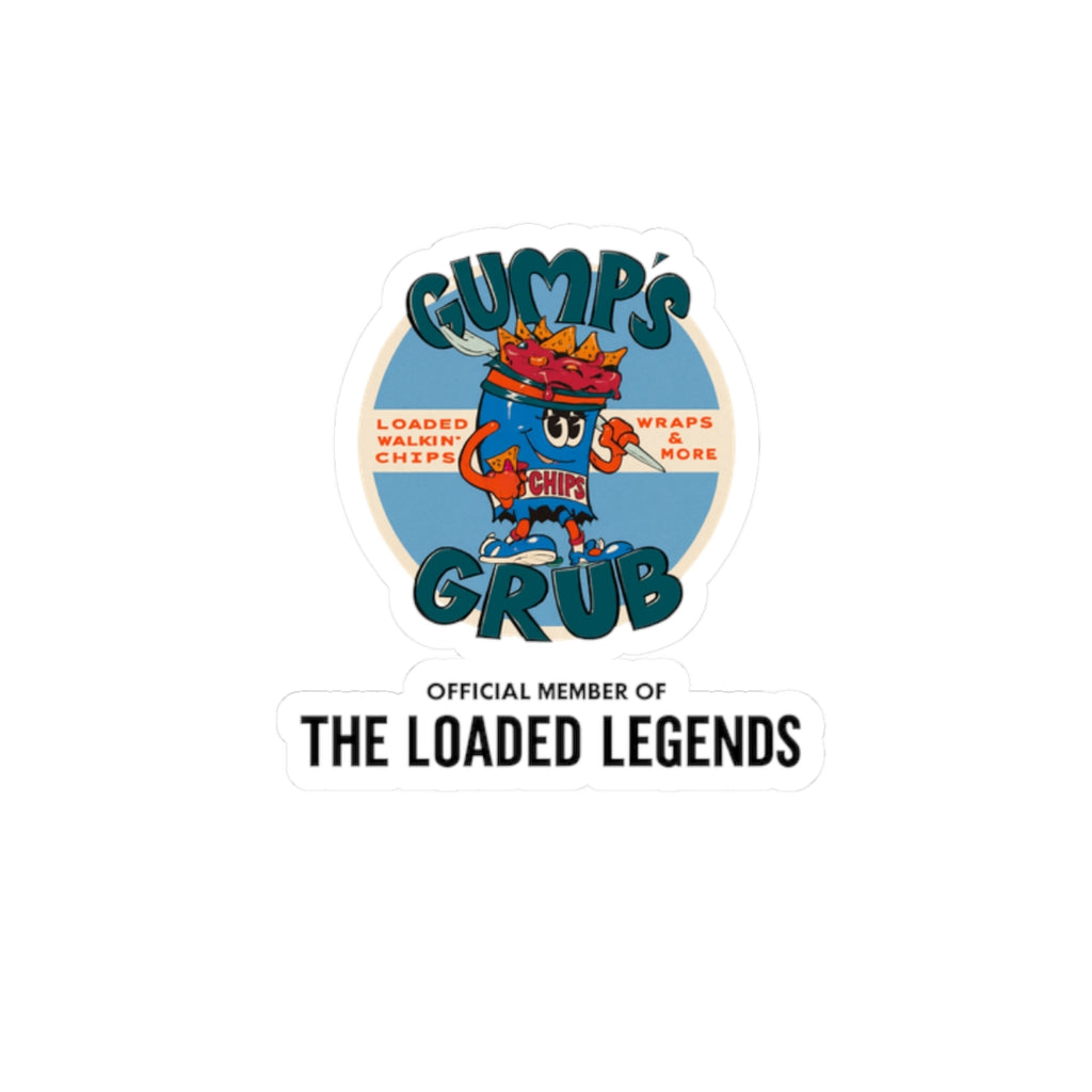 Gump’s Grub Kiss-Cut Sticker — (The Loaded Legends Logo Design)
