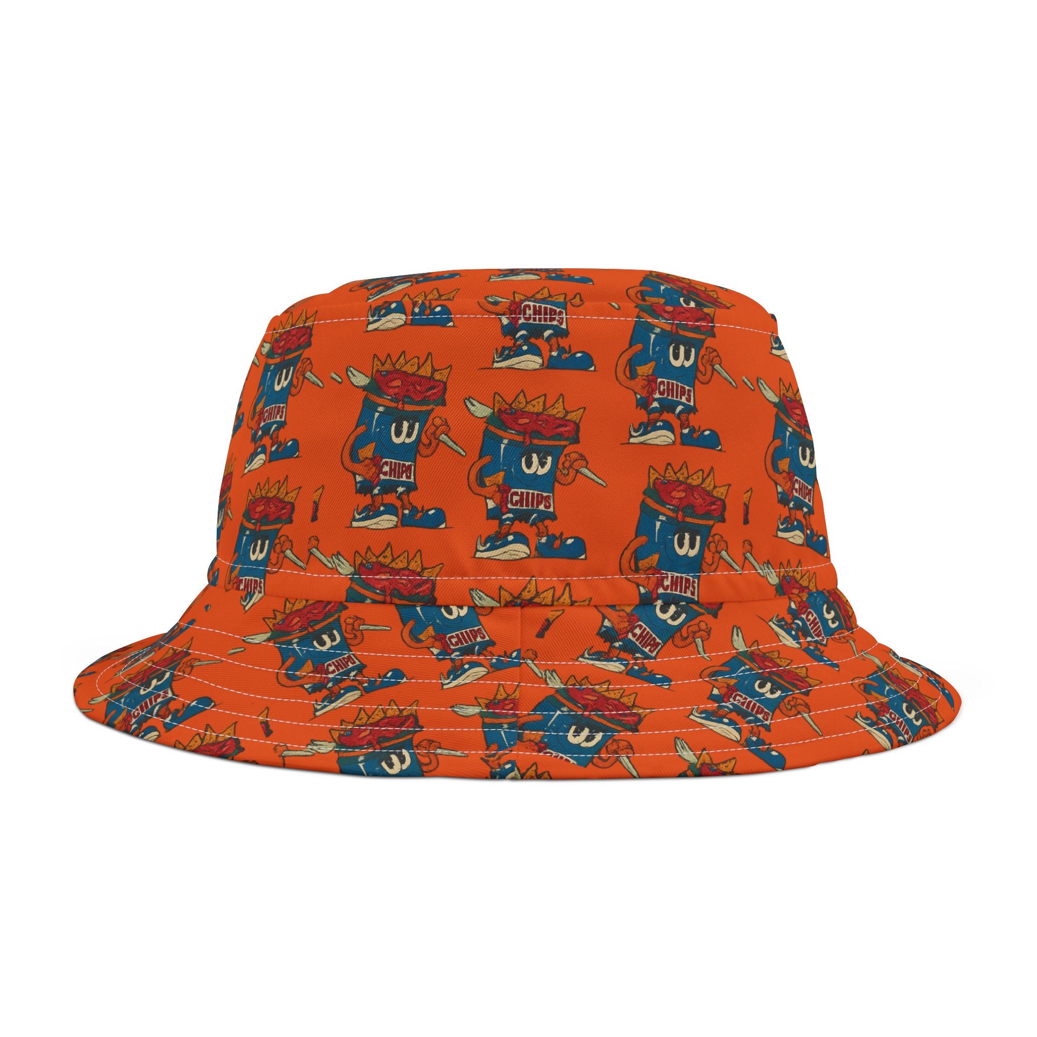 Gumps Grub Mascot Pattern Bucket Hat- Orange