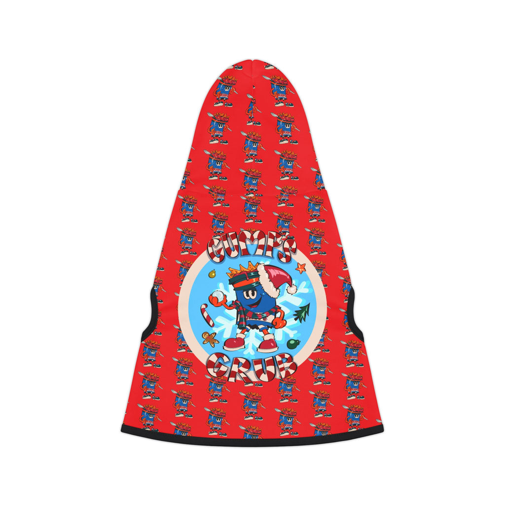 Pet Hoodie —Gump's Grub Christmas Logo/Mascot Pattern Dog Hoodie (Red)