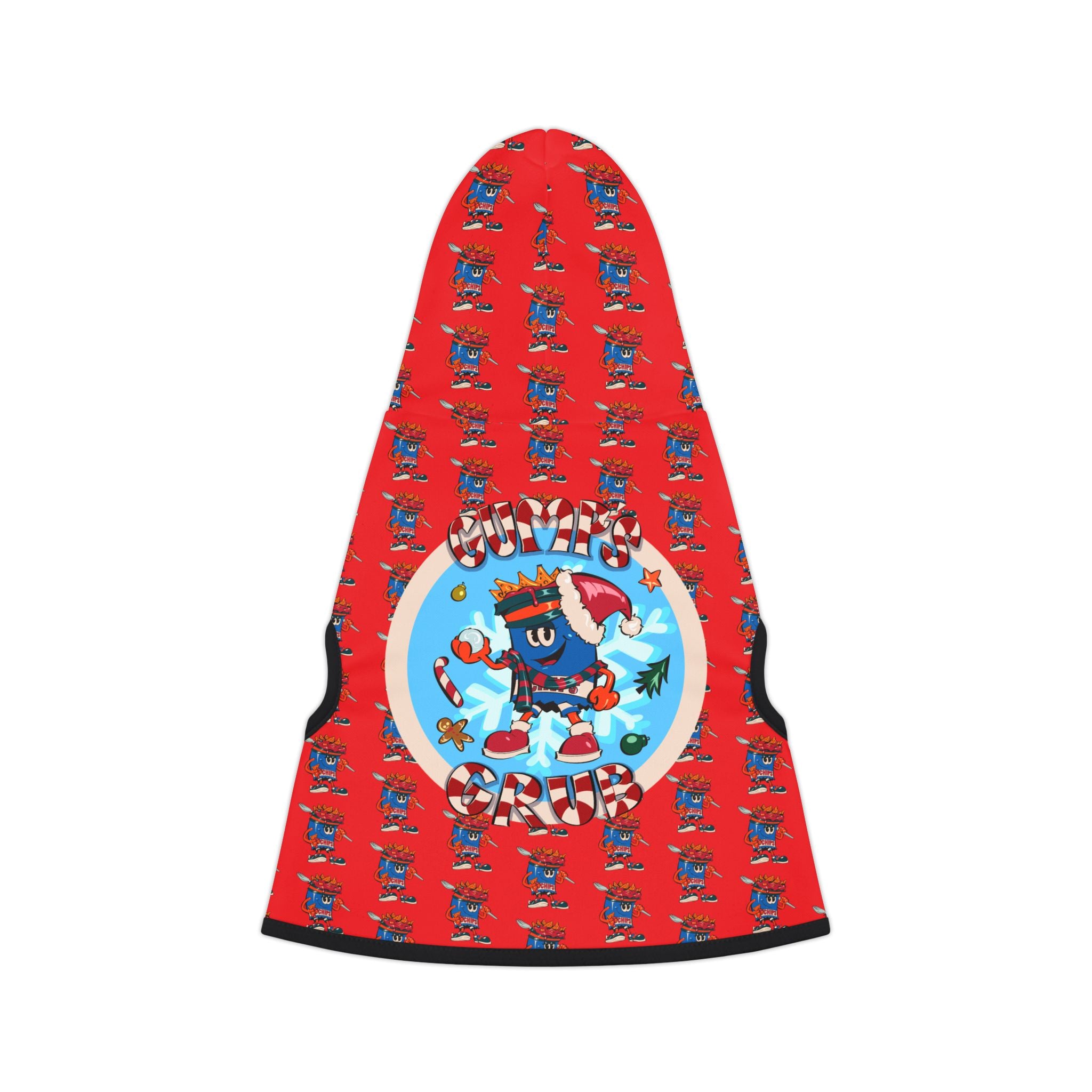 Pet Hoodie —Gump's Grub Christmas Logo/Mascot Pattern Dog Hoodie (Red)