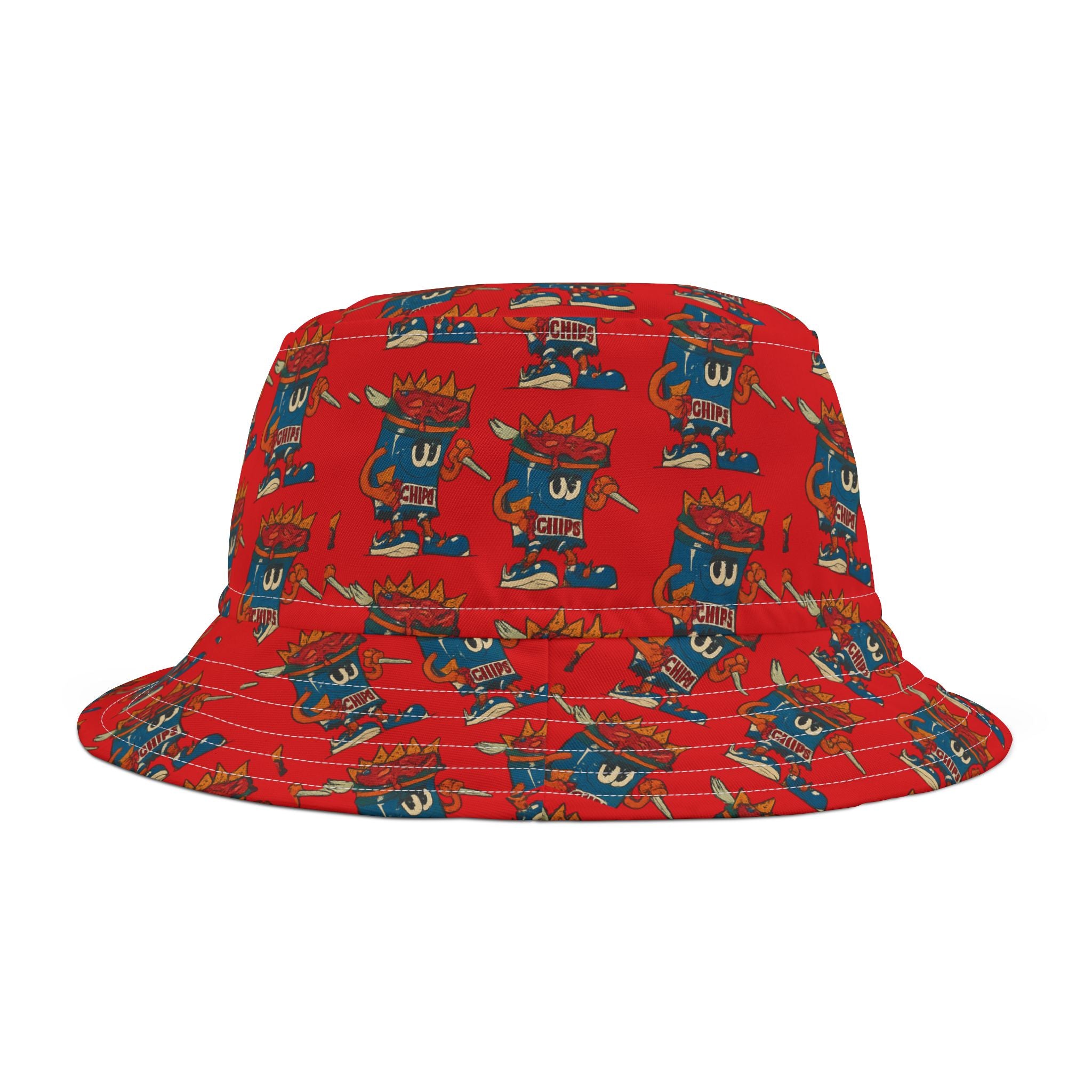 Gumps Grub Mascot Pattern Bucket Hat- Red