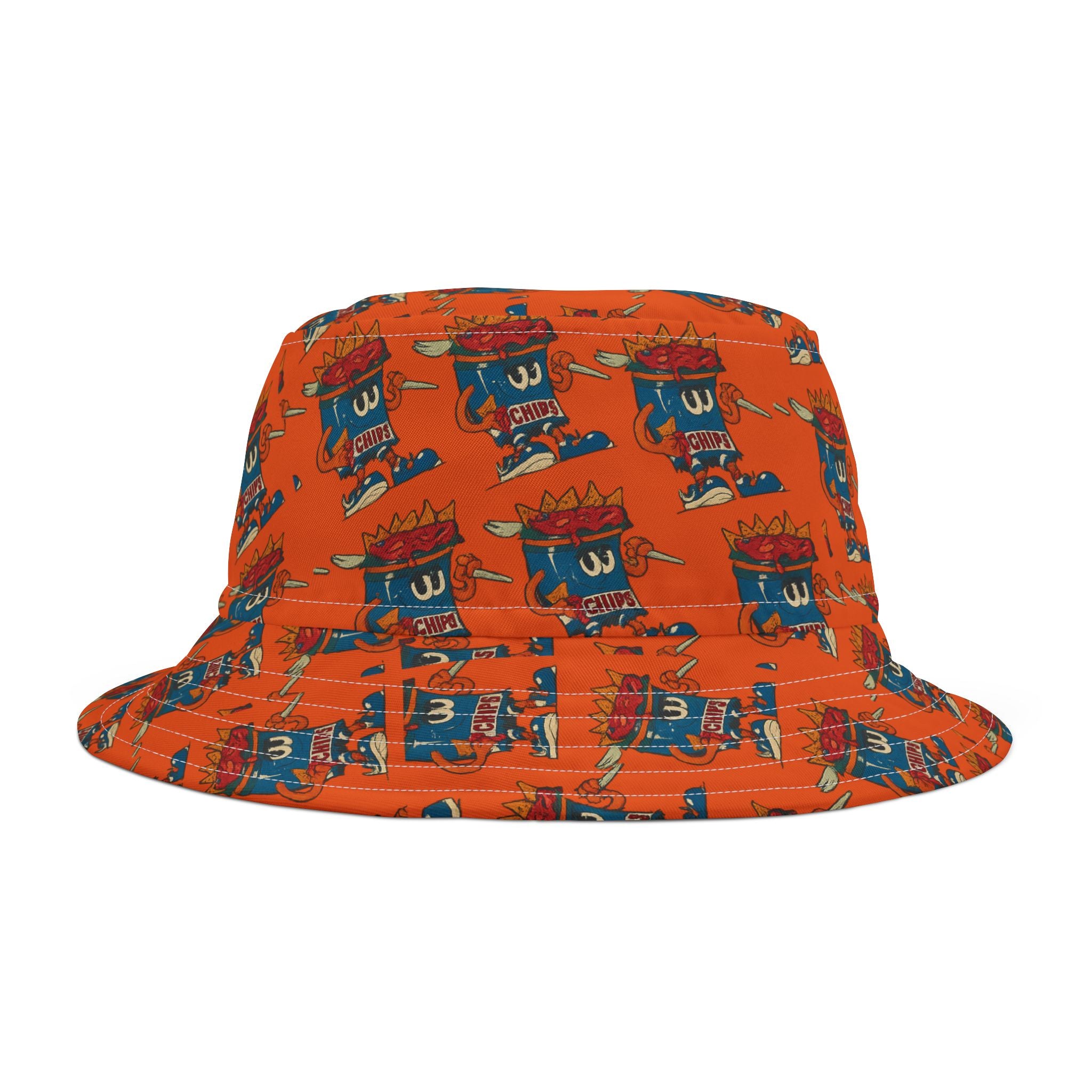 Gumps Grub Mascot Pattern Bucket Hat- Orange
