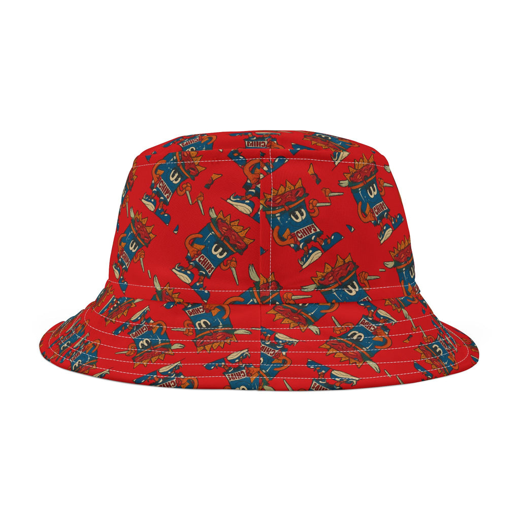 Gumps Grub Mascot Pattern Bucket Hat- Red