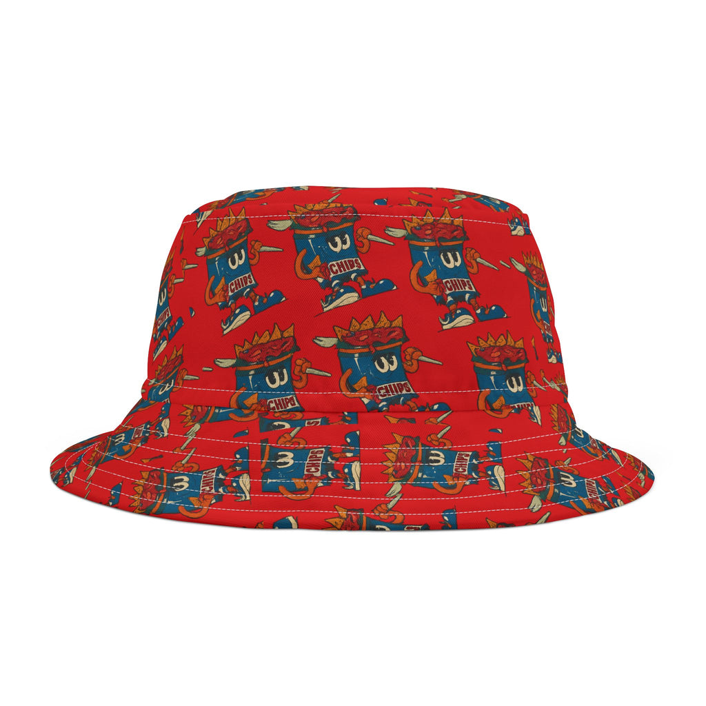 Gumps Grub Mascot Pattern Bucket Hat- Red
