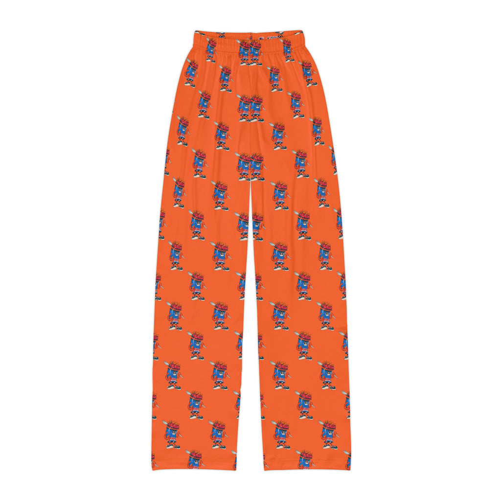 Kids Lounge Pants- Gump's Grub Mascot| Cozy Pajama Bottoms for Boys & Girls (Orange)