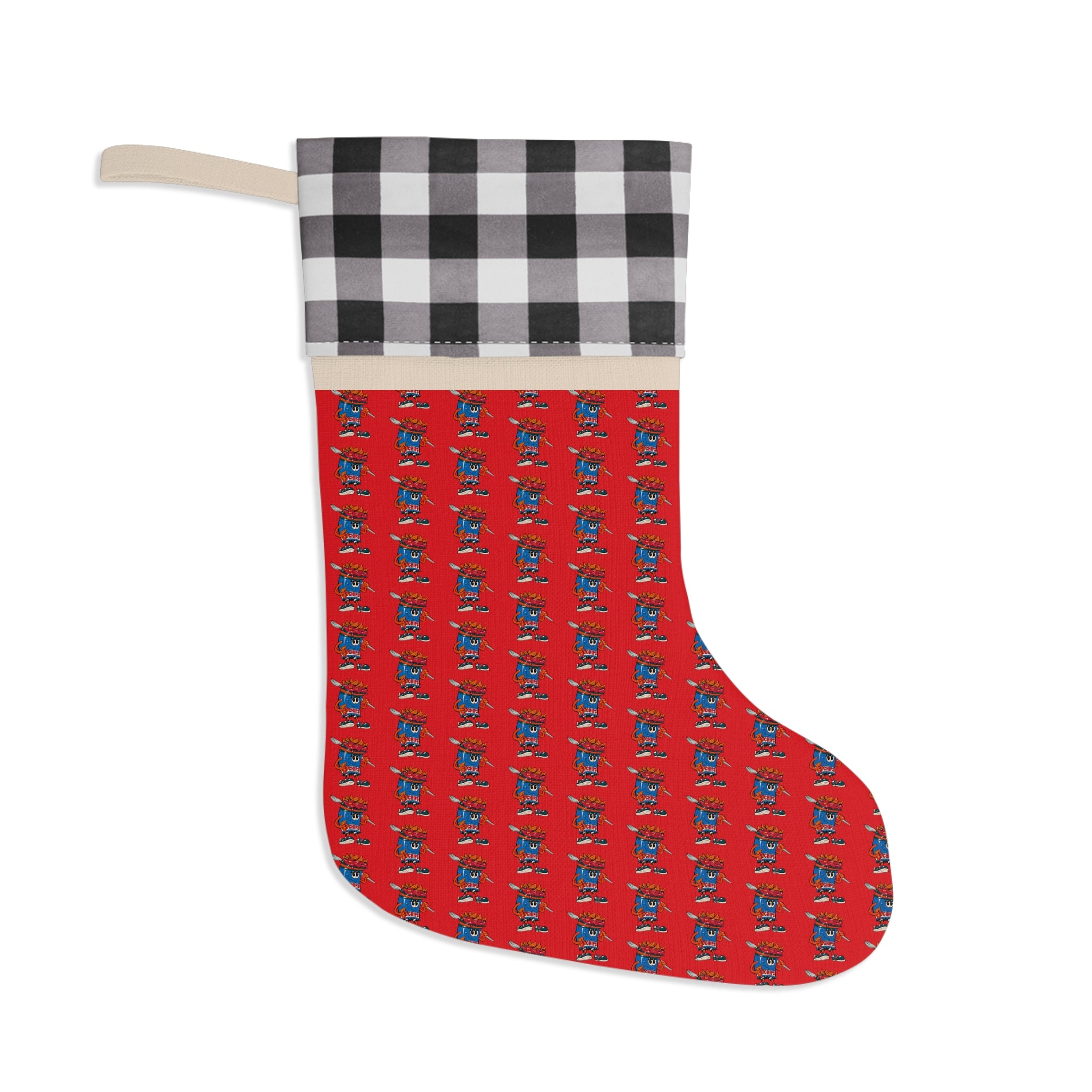 Christmas Stocking — Gump's Grub Mascot Pattern (Red)