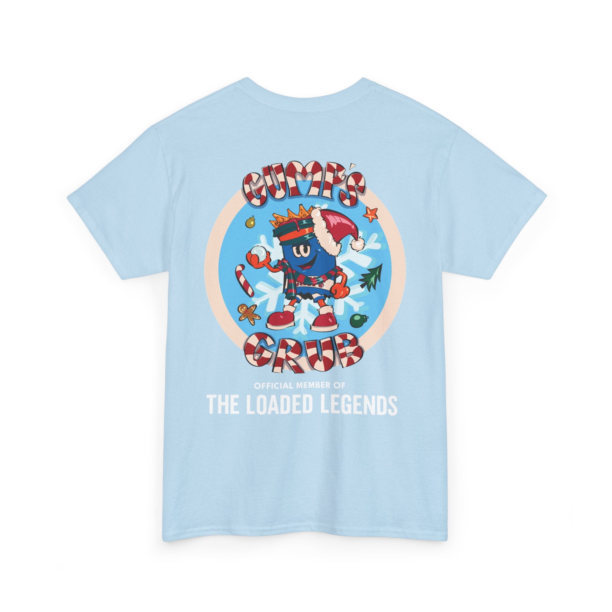 Gumps Grub Mascot/Christmas Logo: 'The Loaded Legeands' (white font)