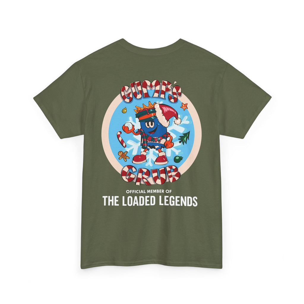 Gumps Grub Mascot/Christmas Logo: 'The Loaded Legeands' (white font)