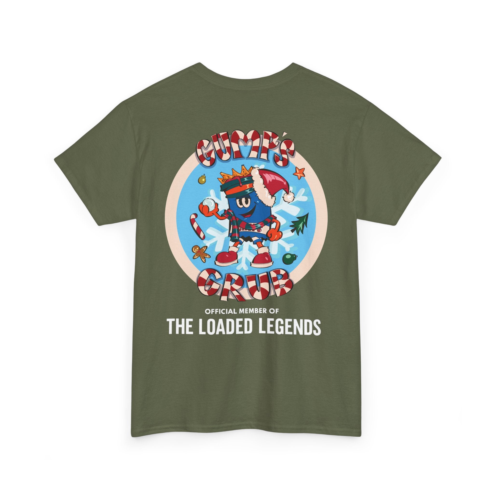 Gumps Grub Mascot/Christmas Logo: 'The Loaded Legeands' (white font)