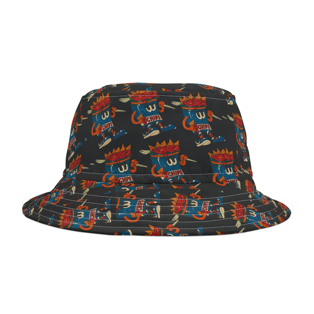 Gumps Grub Mascot Pattern Bucket Hat- Black