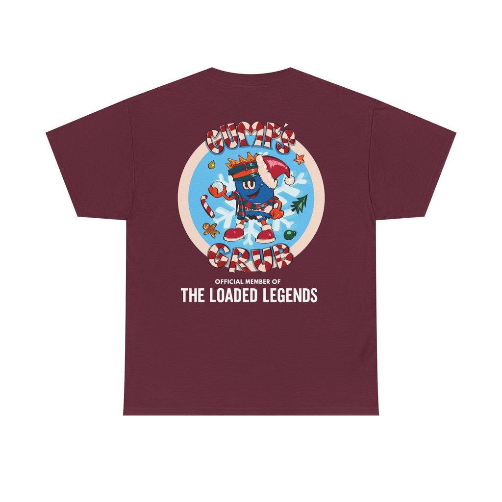 Gumps Grub Mascot/Christmas Logo: 'The Loaded Legeands' (white font)