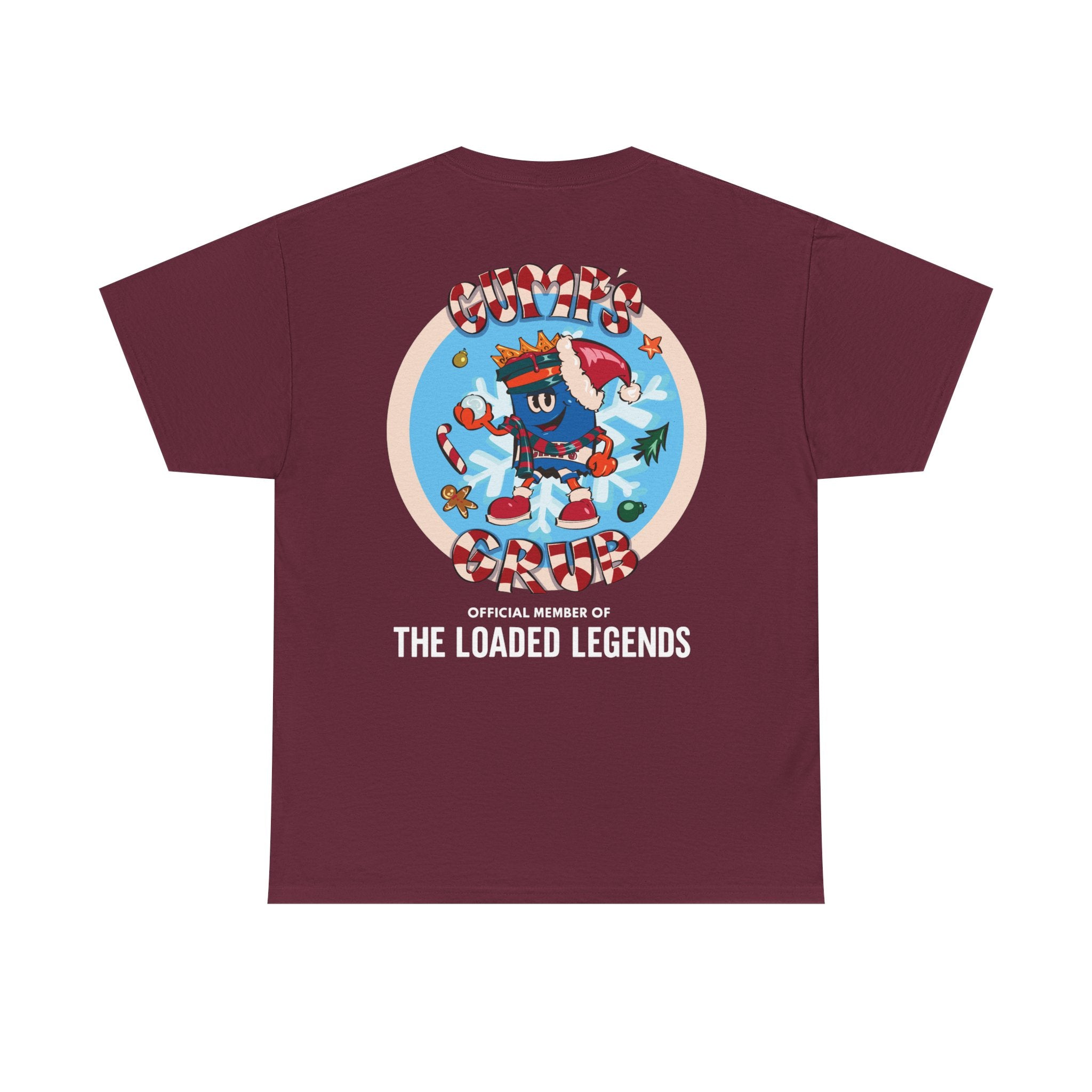 Gumps Grub Mascot/Christmas Logo: 'The Loaded Legeands' (white font)