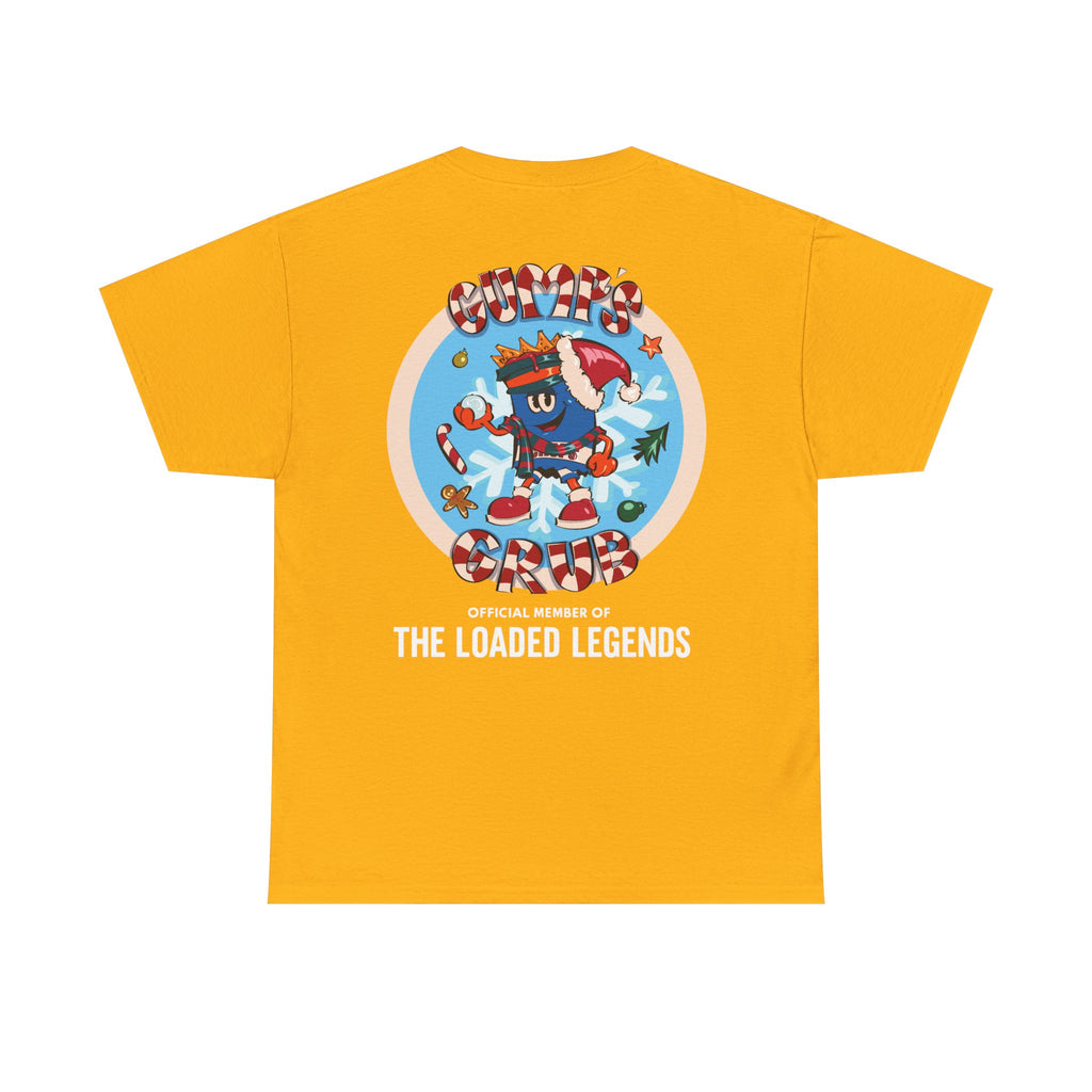 Gumps Grub Mascot/Christmas Logo: 'The Loaded Legeands' (white font)