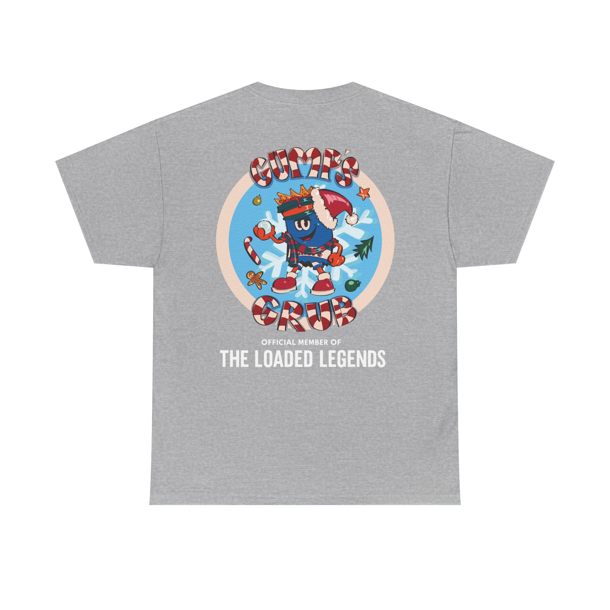 Gumps Grub Mascot/Christmas Logo: 'The Loaded Legeands' (white font)