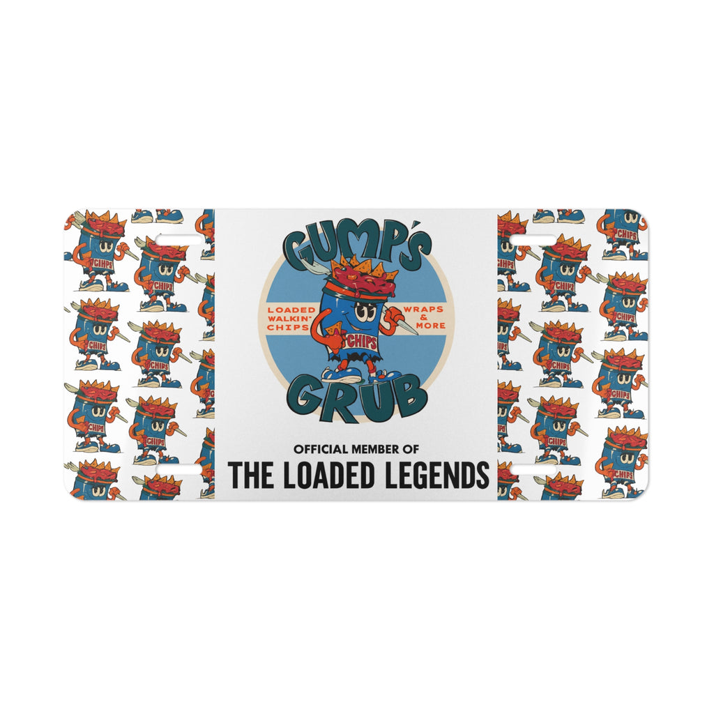 Vanity Plate — “Gump’s Grub” Licensed Novelty License Plate (Loaded Legends Food Mascot)