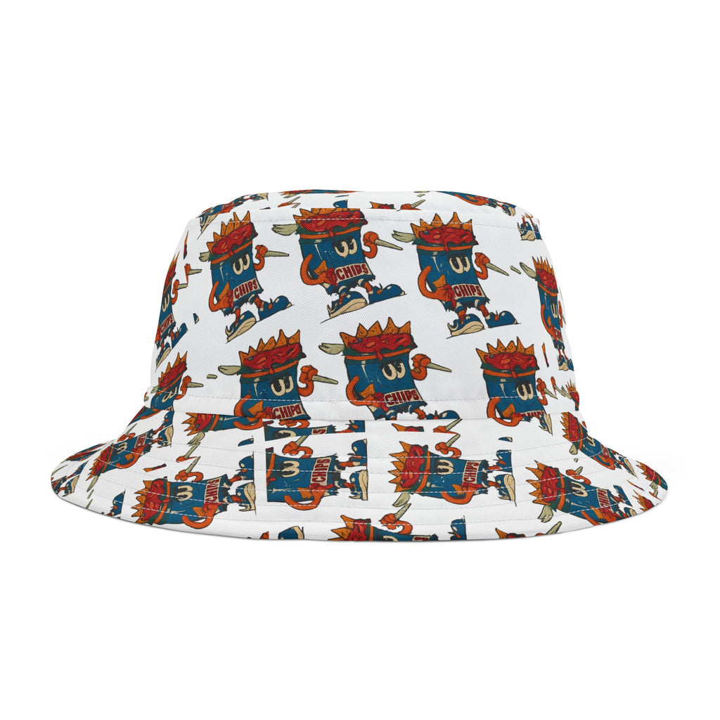 Gumps Grub Mascot Pattern Bucket Hat- White