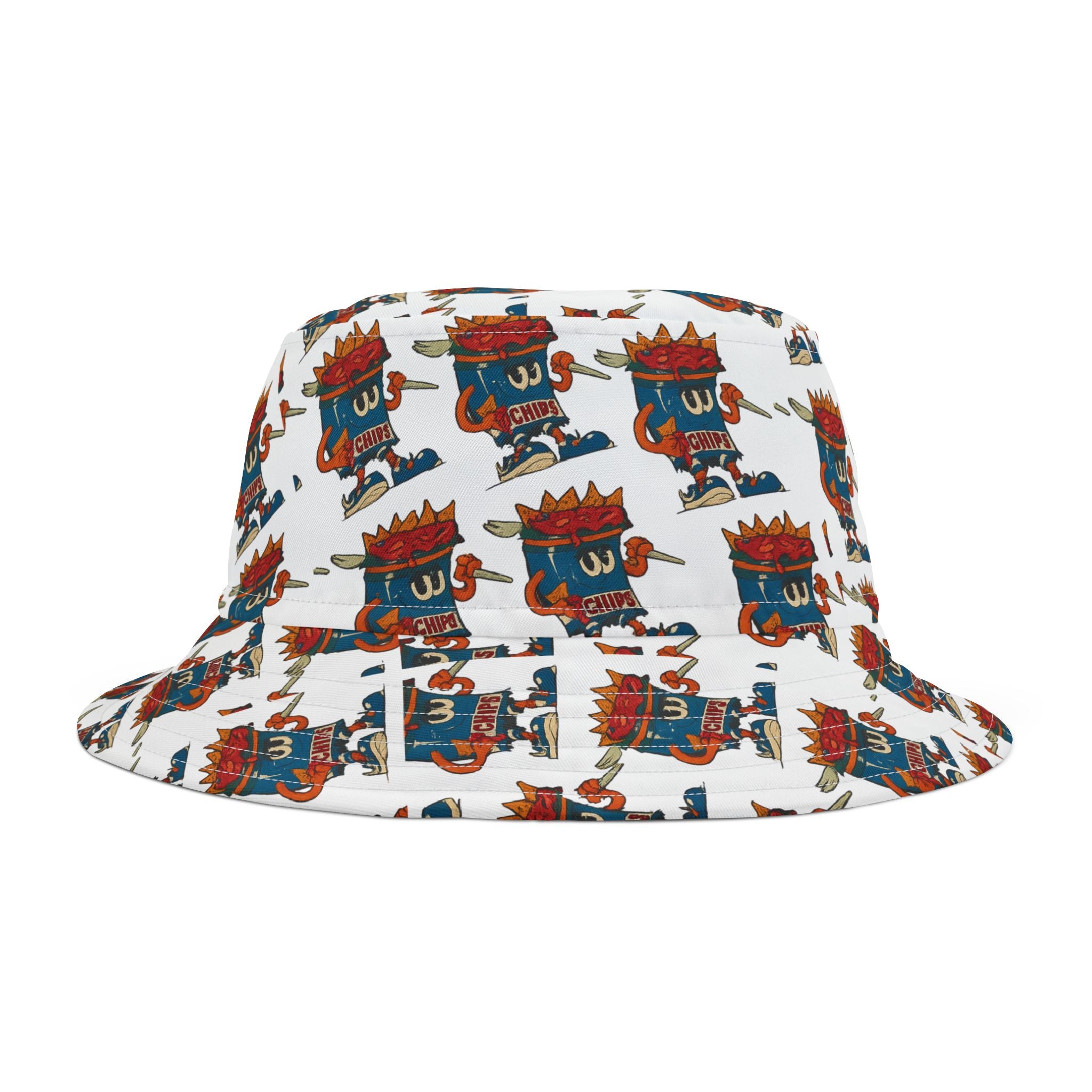 Gumps Grub Mascot Pattern Bucket Hat- White