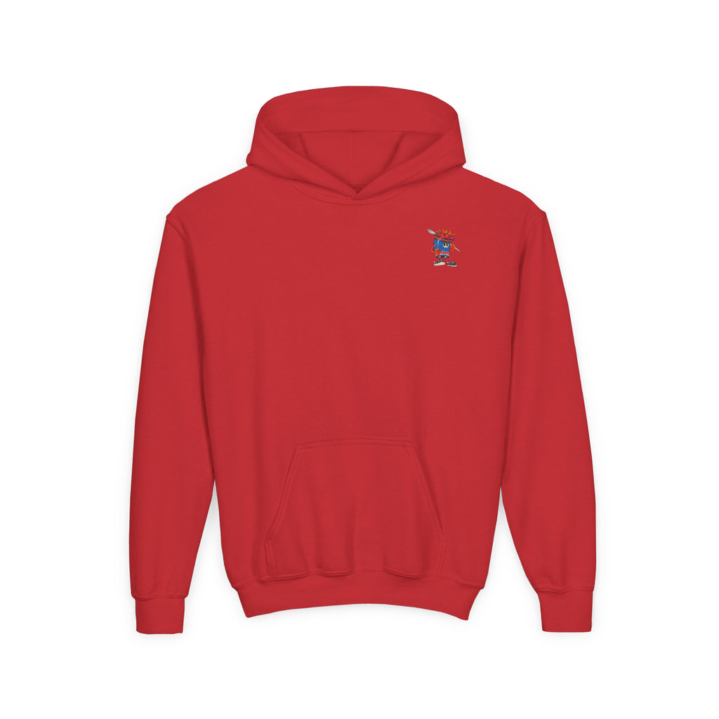 Youth Hoodie — Gump's Grub Mascot/Christmas Logo (White Font)