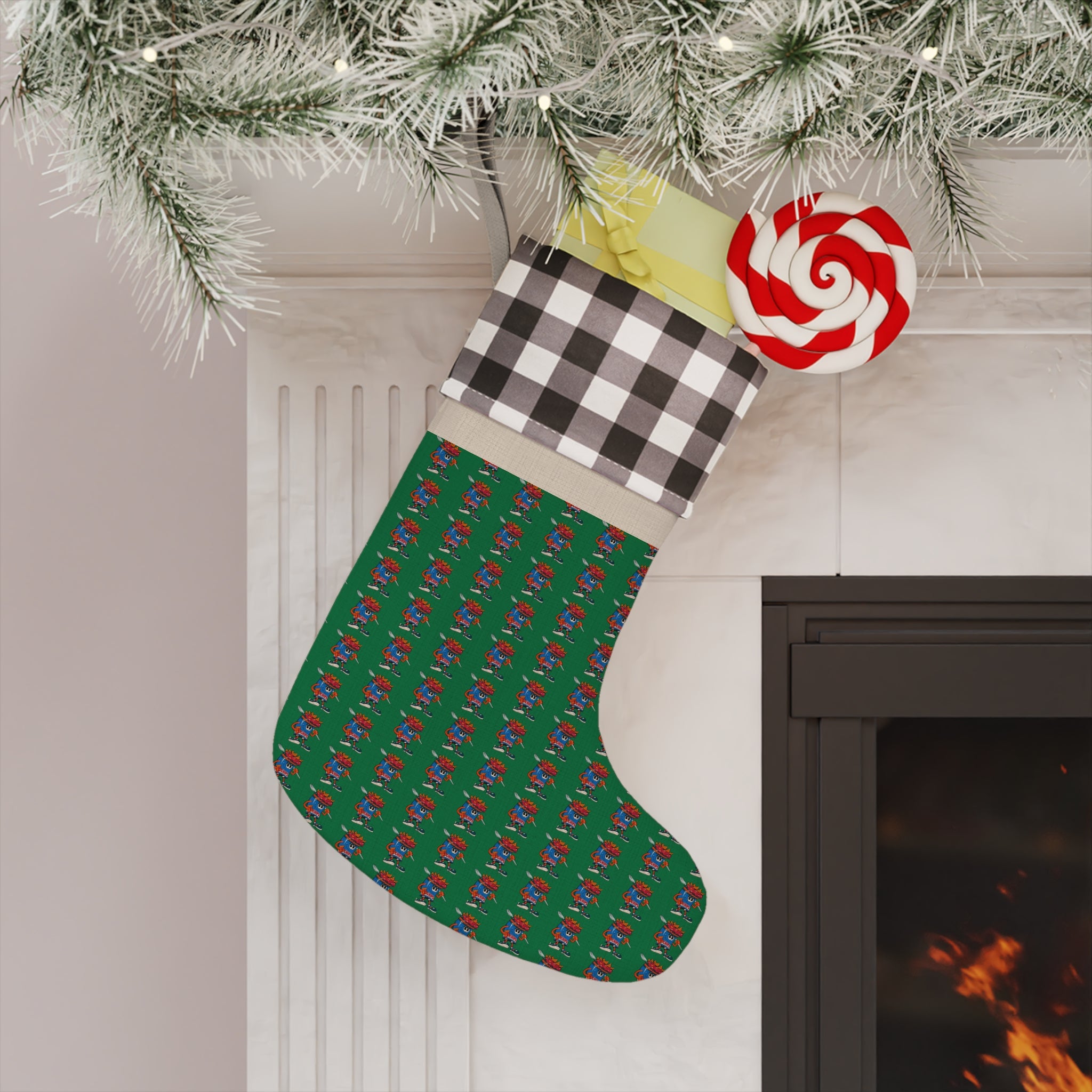 Christmas Stocking — Gump's Grub Mascot Pattern (Green)
