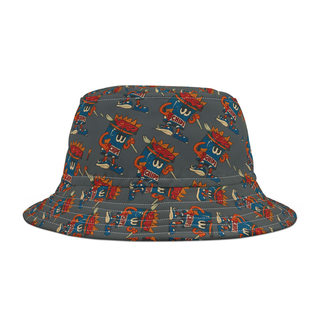 Gumps Grub Mascot Pattern Bucket Hat- Dark Grey