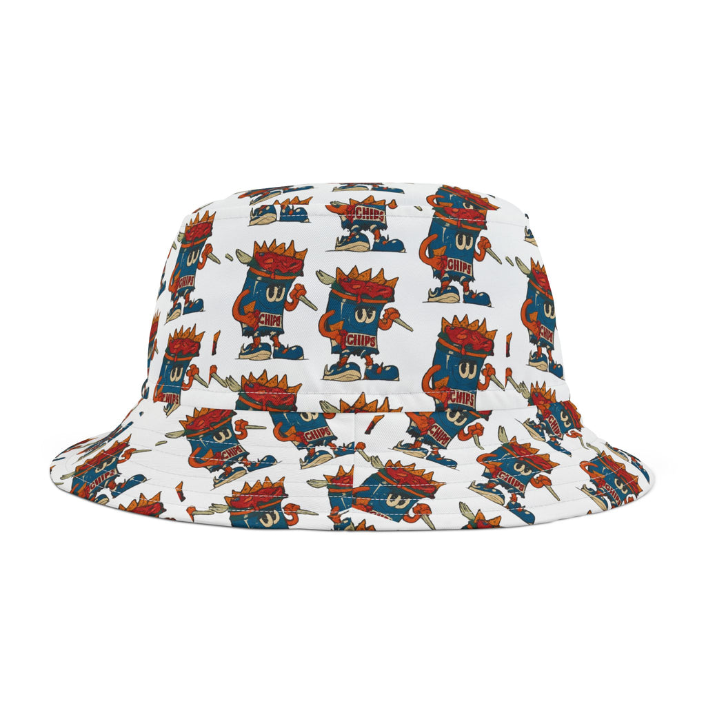 Gumps Grub Mascot Pattern Bucket Hat- White