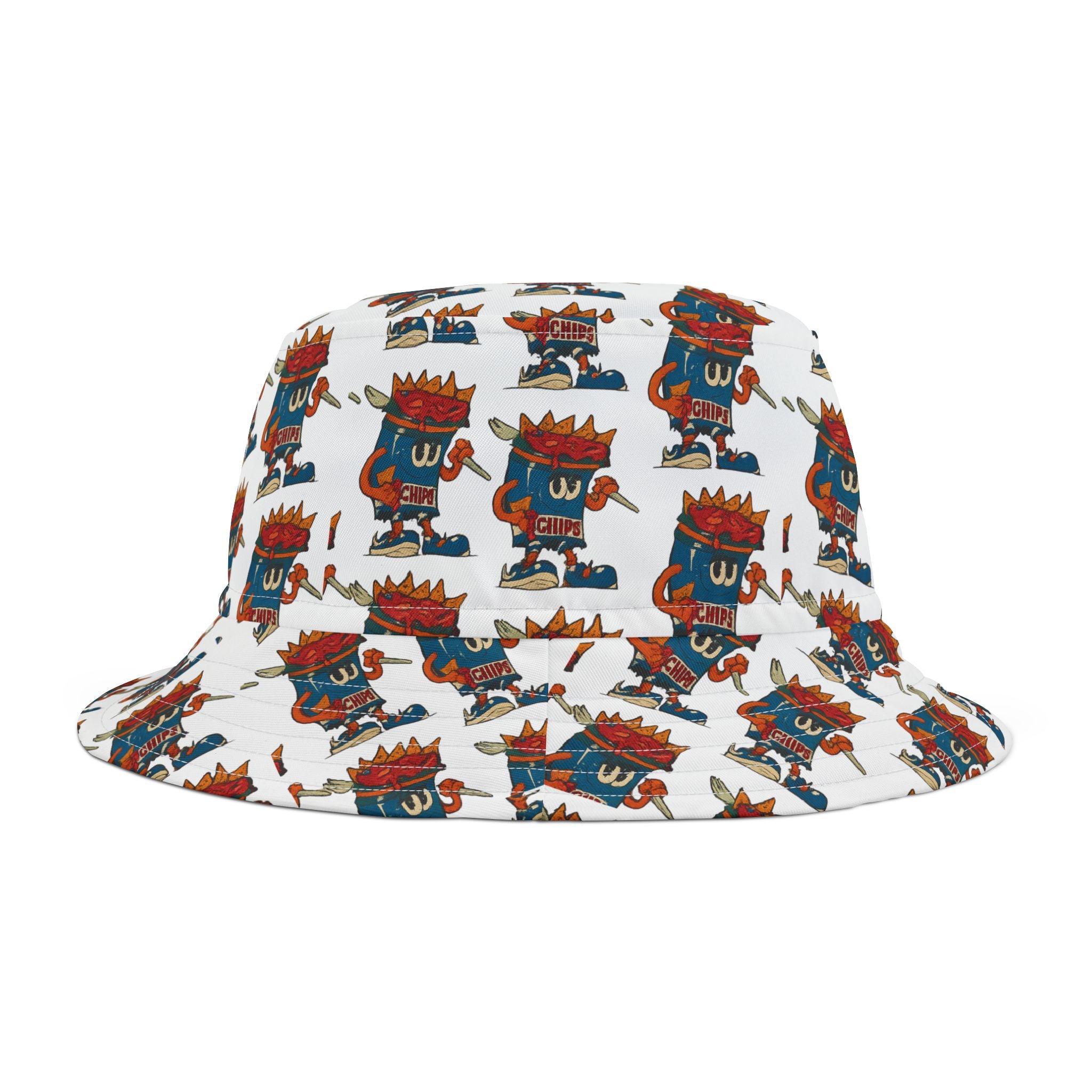 Gumps Grub Mascot Pattern Bucket Hat- White