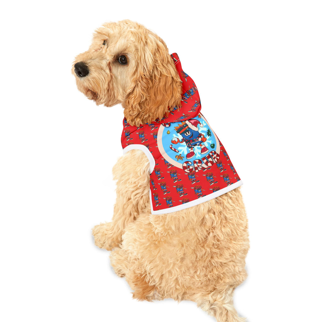 Pet Hoodie —Gump's Grub Christmas Logo/Mascot Pattern Dog Hoodie (Red)