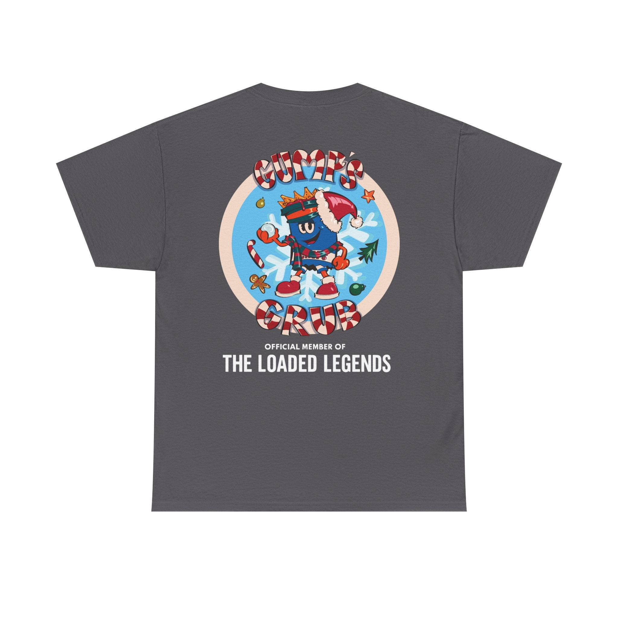 Gumps Grub Mascot/Christmas Logo: 'The Loaded Legeands' (white font)