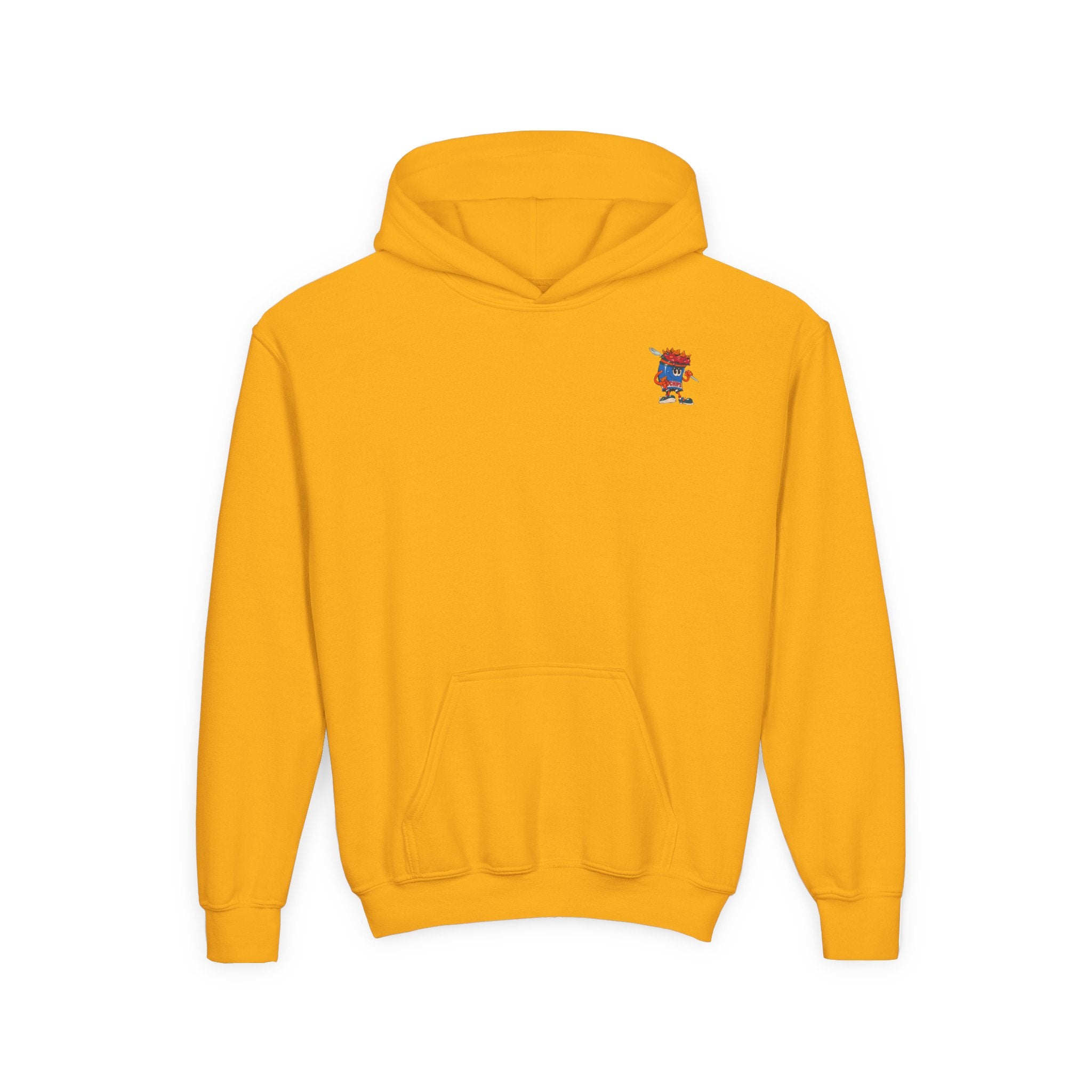Youth Hoodie — Gump's Grub Mascot/Logo (White Font)