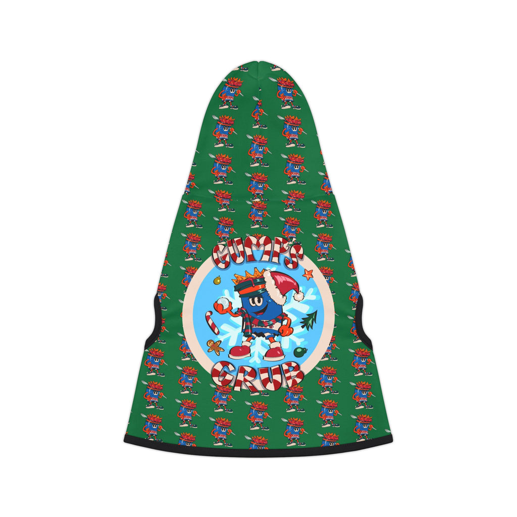 Pet Hoodie —Gump's Grub Christmas Logo/Mascot Pattern Dog Hoodie (Black)