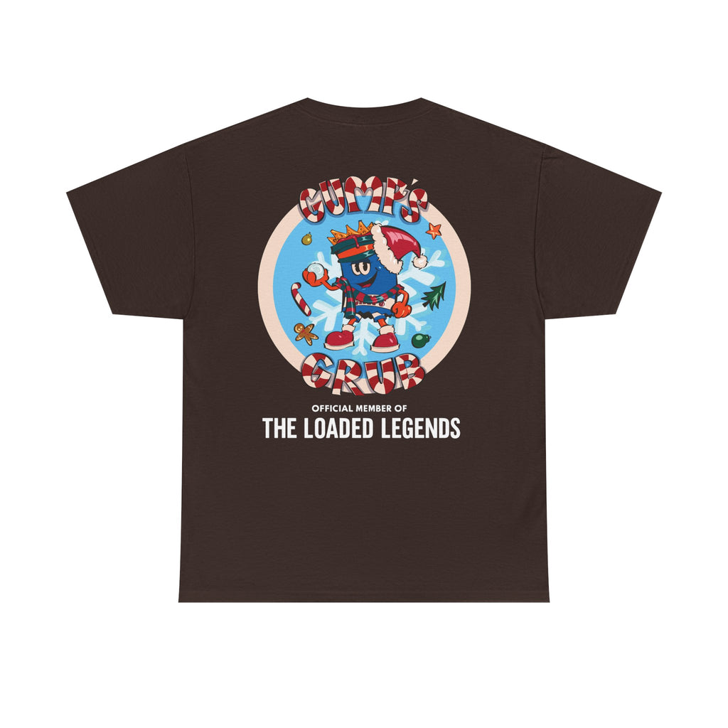 Gumps Grub Mascot/Christmas Logo: 'The Loaded Legeands' (white font)