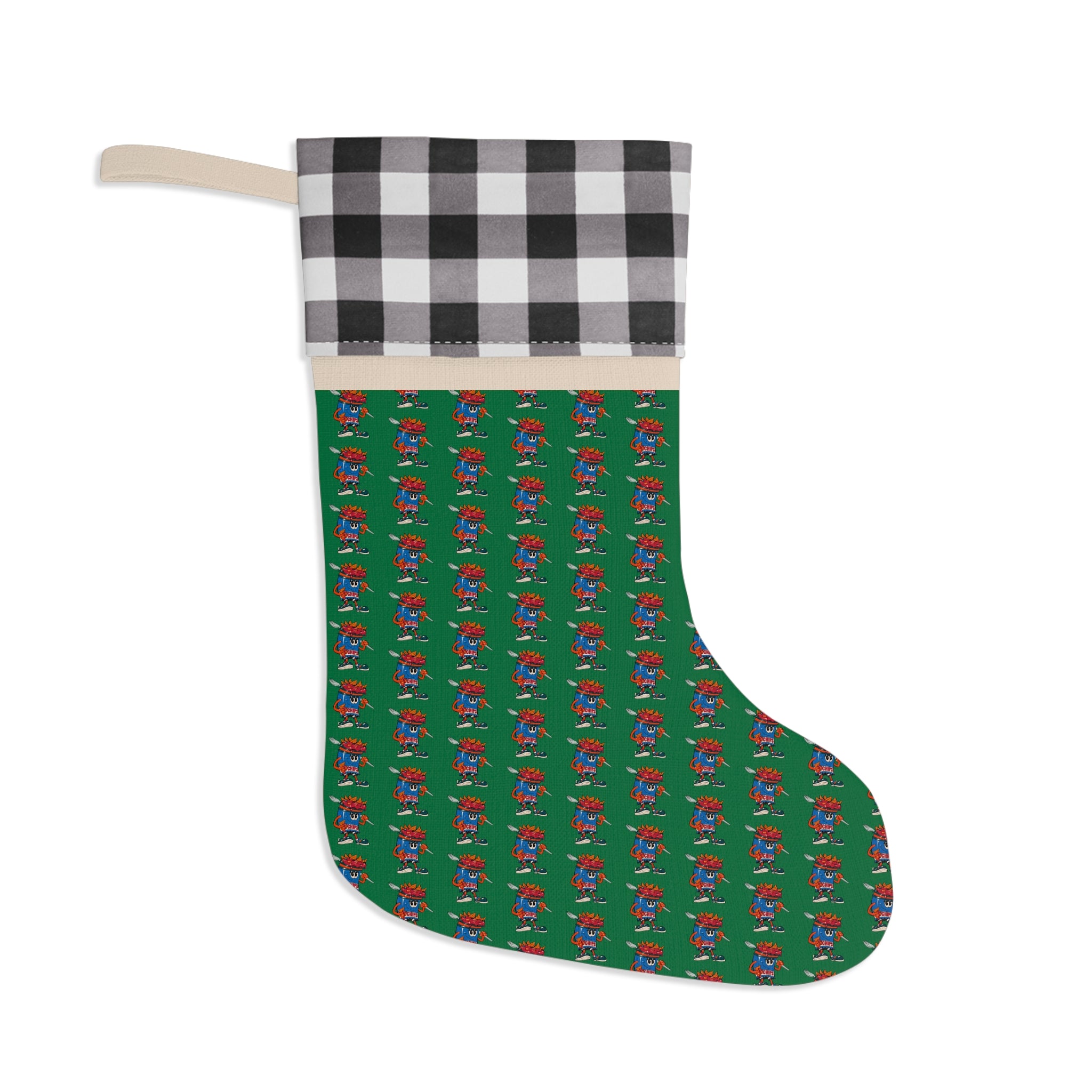 Christmas Stocking — Gump's Grub Mascot Pattern (Green)