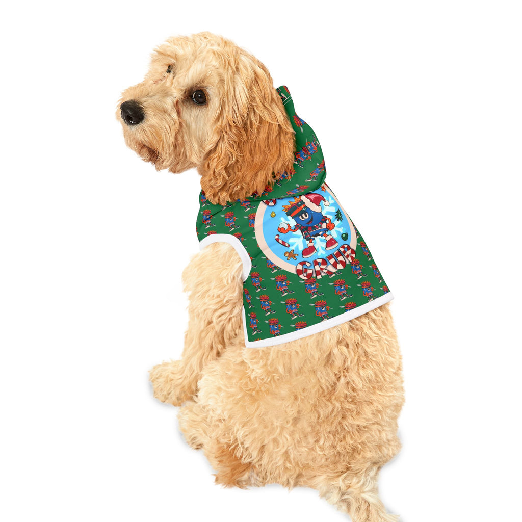 Pet Hoodie —Gump's Grub Christmas Logo/Mascot Pattern Dog Hoodie (Black)