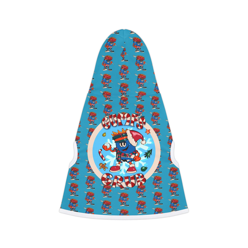 Pet Hoodie —Gump's Grub Christmas Logo/Mascot Pattern Dog Hoodie (Sapphire)