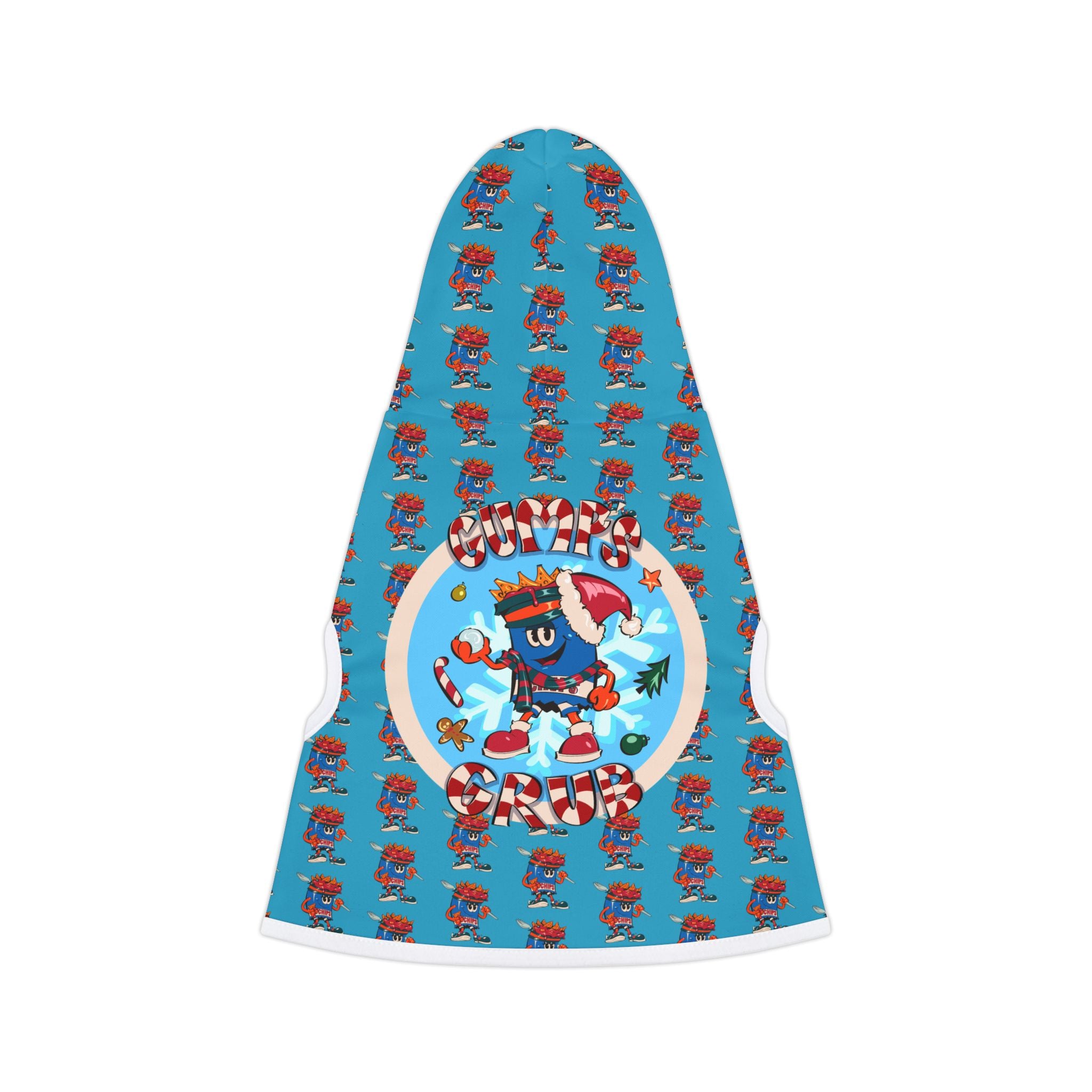 Pet Hoodie —Gump's Grub Christmas Logo/Mascot Pattern Dog Hoodie (Sapphire)