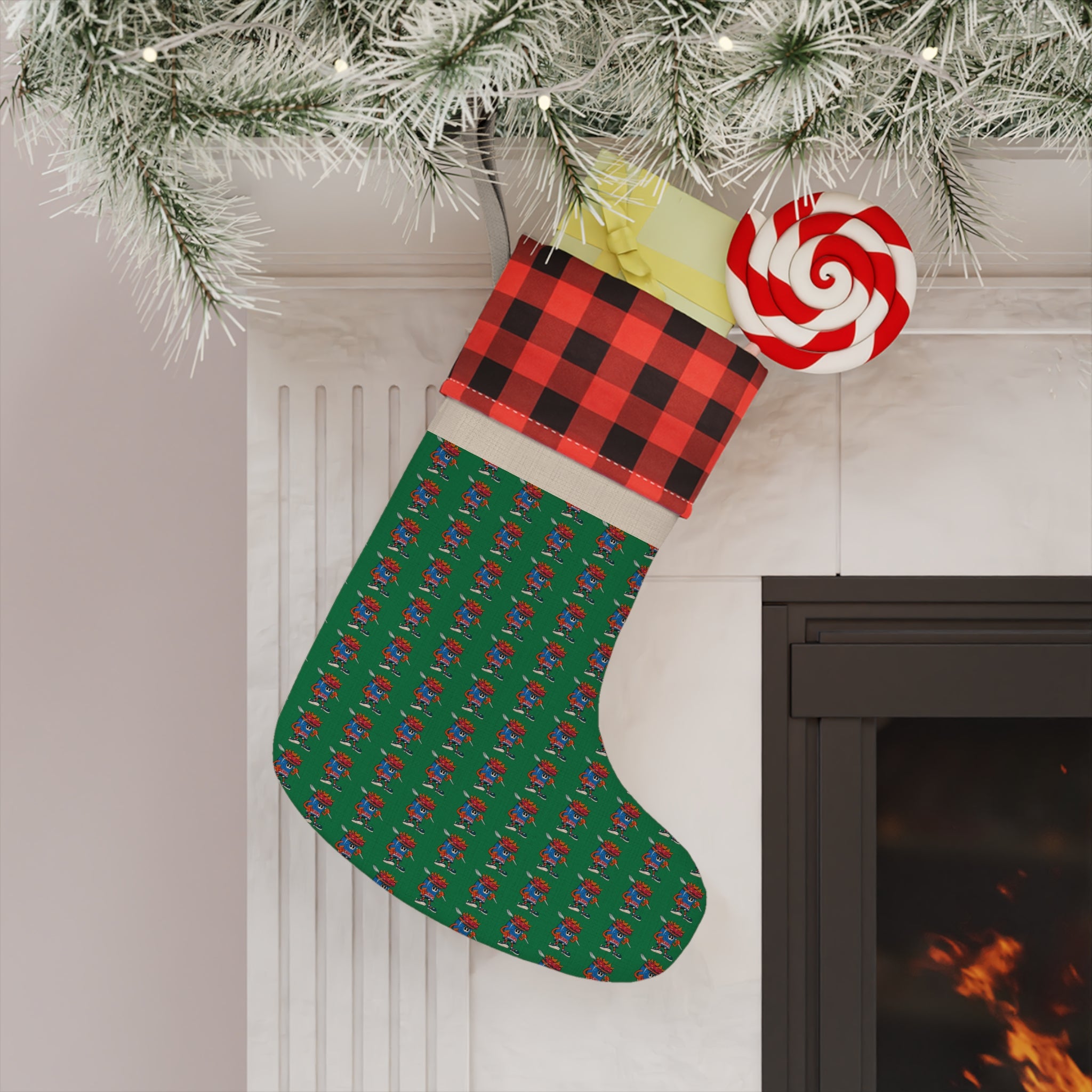 Christmas Stocking — Gump's Grub Mascot Pattern (Green)