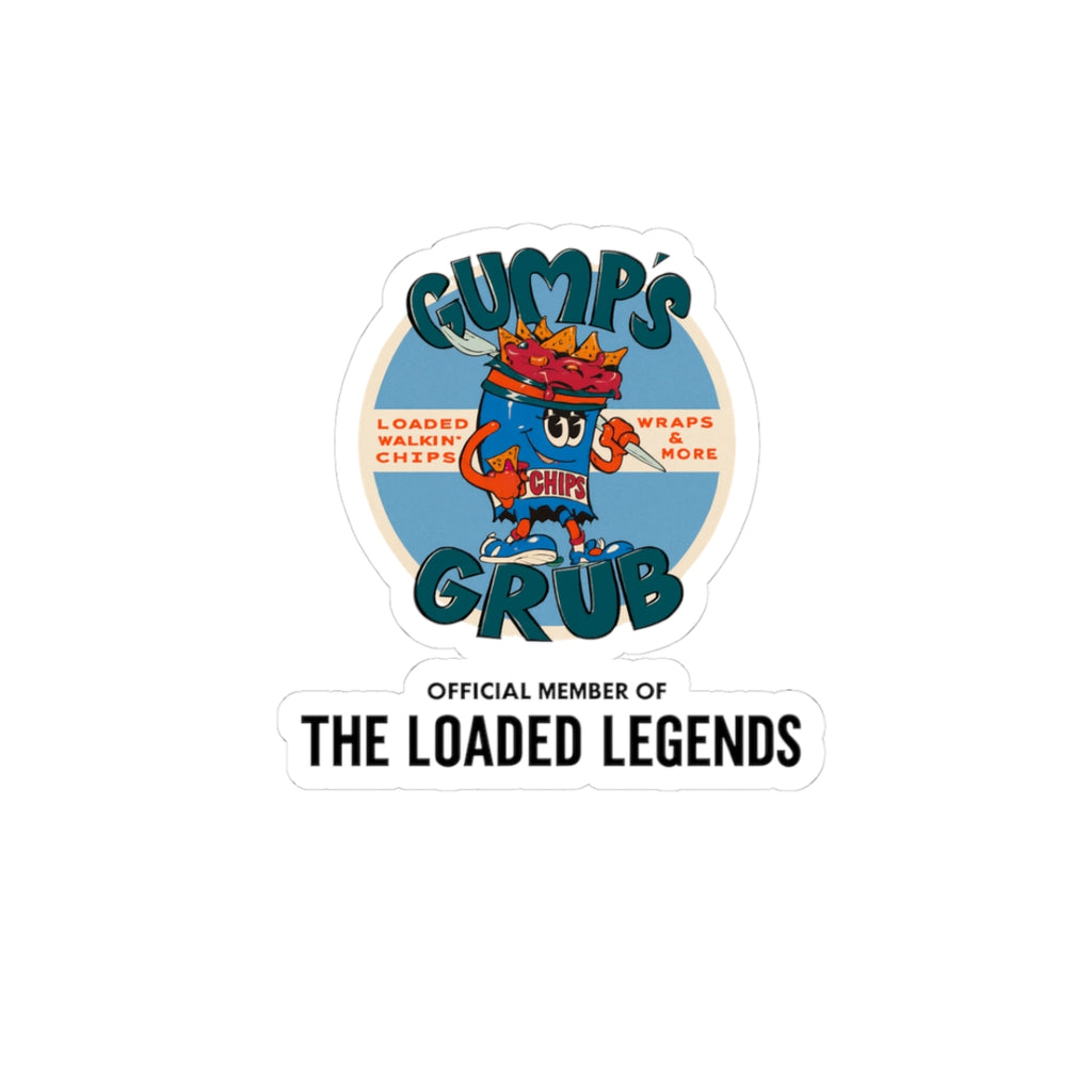 Gump’s Grub Kiss-Cut Sticker — (The Loaded Legends Logo Design)