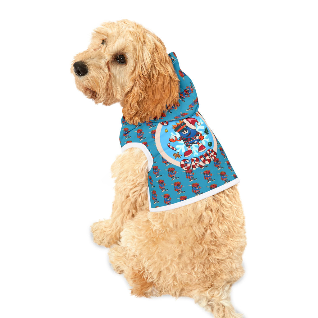 Pet Hoodie —Gump's Grub Christmas Logo/Mascot Pattern Dog Hoodie (Sapphire)