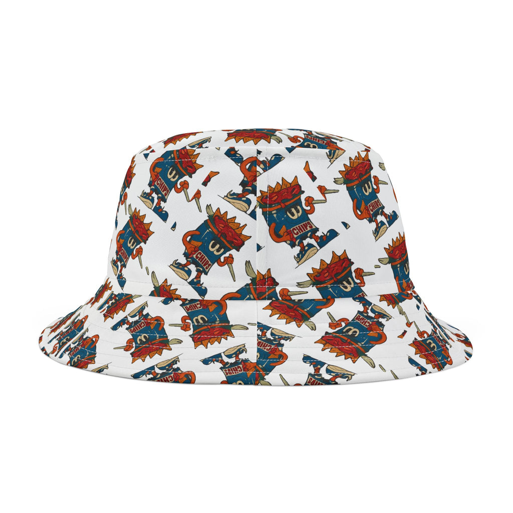Gumps Grub Mascot Pattern Bucket Hat- White